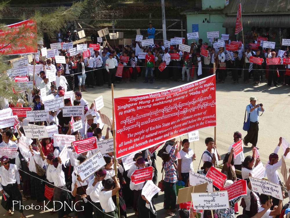 <em>Around 2000 people stage a protest against abuses by government-licensed mining companies.</em>