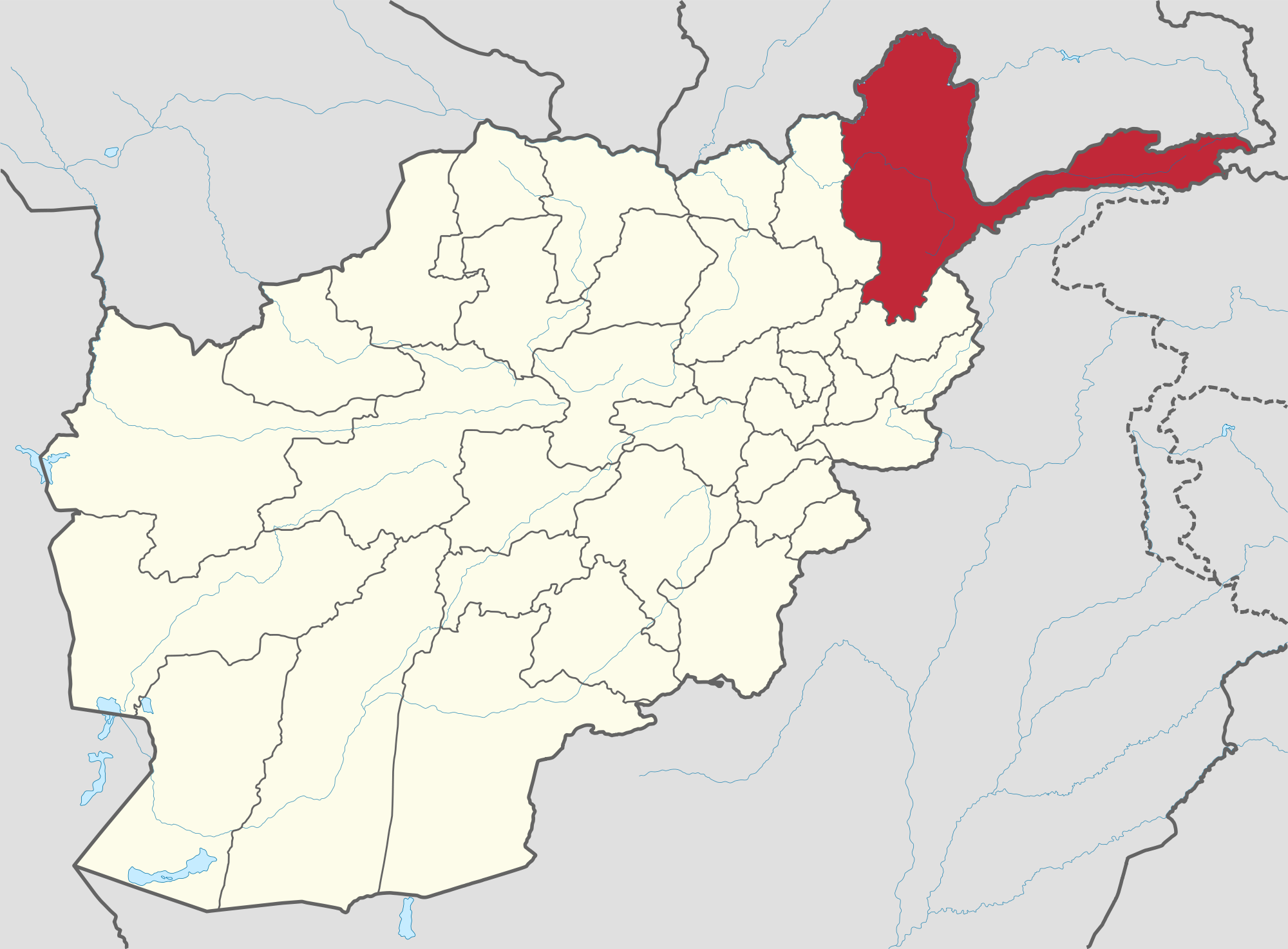 Map of Afghanistan highlighting Badakhshan. Credit: Wikipedia